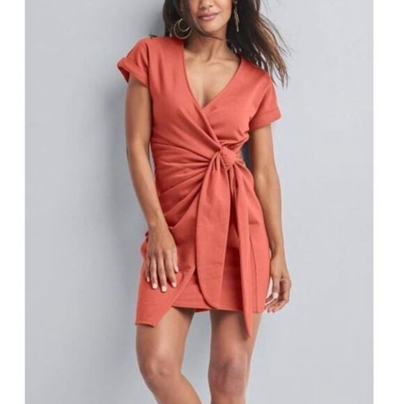 Venus Orange Tie Side Half Wrap Sweatshirt Dress 1X - Picture 10 of 10